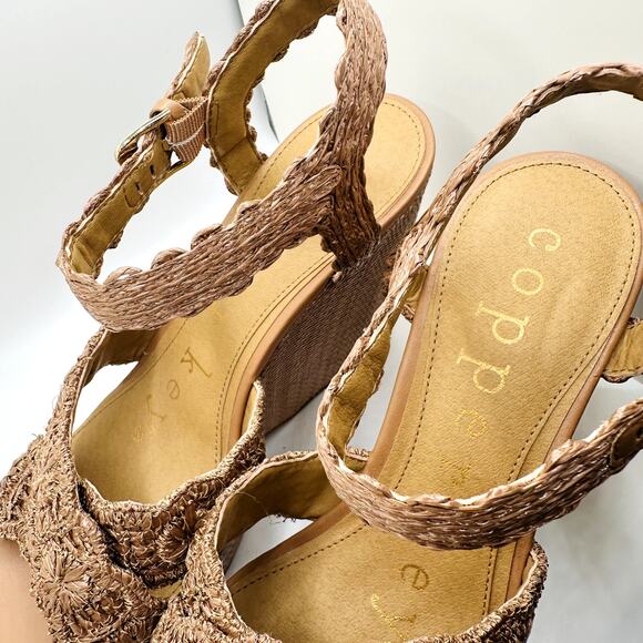 Copper Key Wedge Copper Sandals Size 9 - Picture 2 of 5